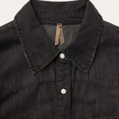 Embroidered Black Denim Shirt