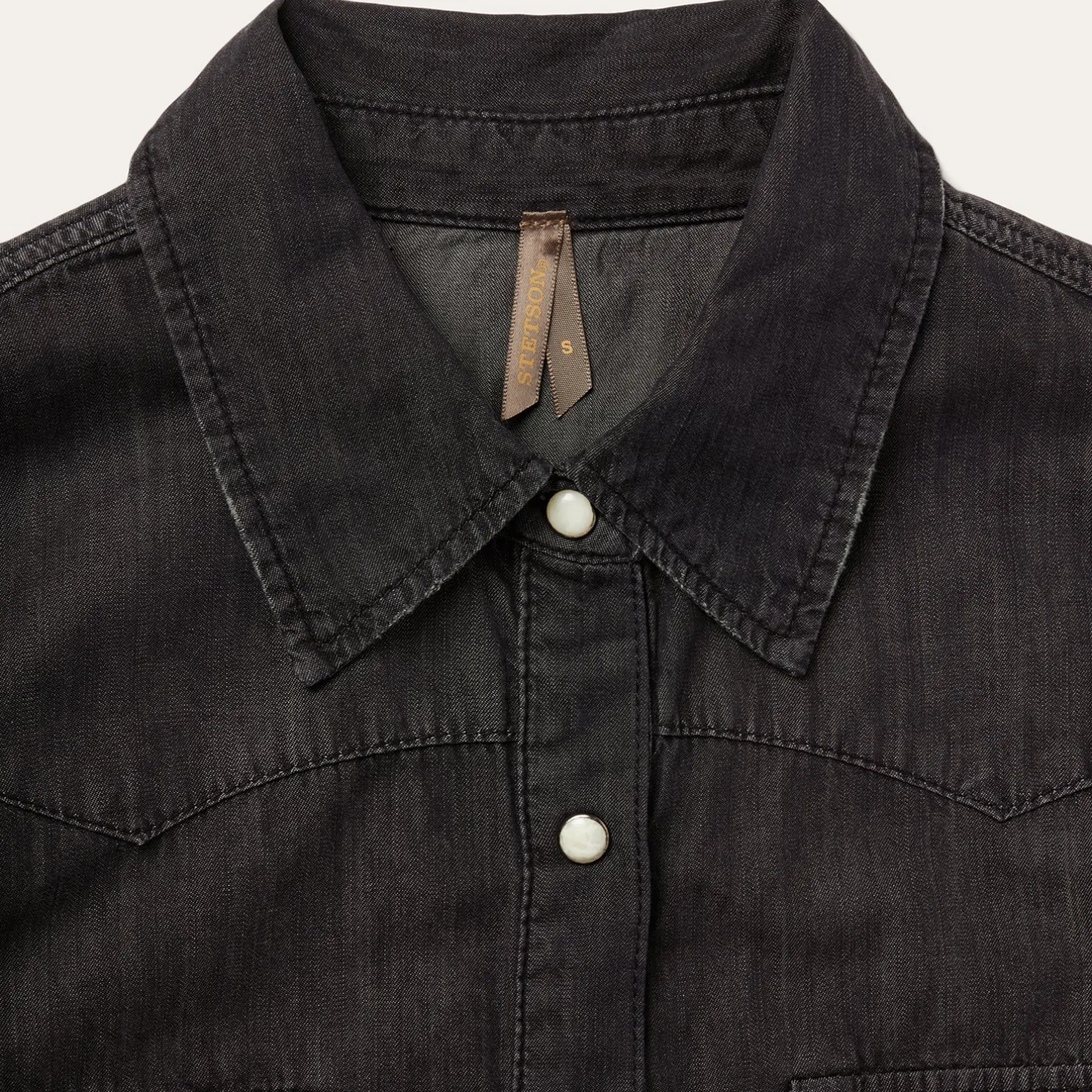 Embroidered Black Denim Shirt