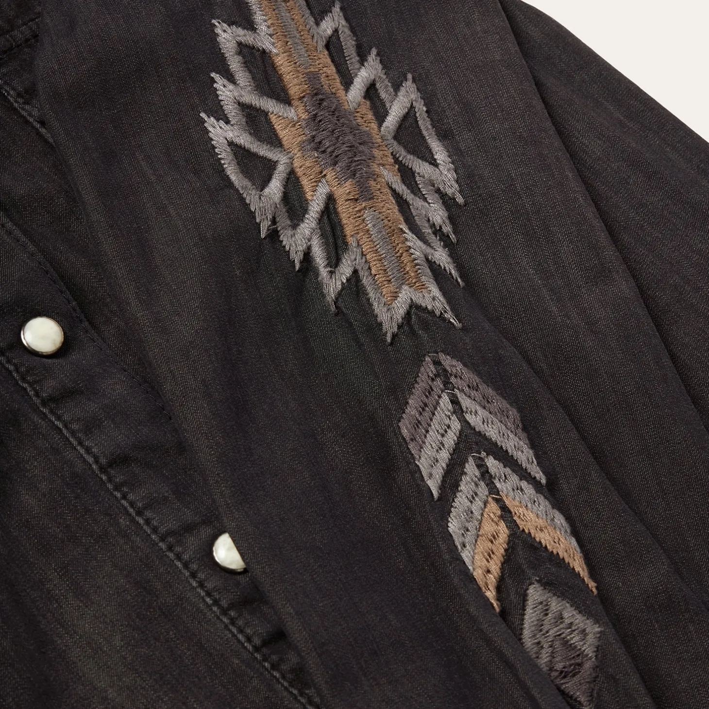 Embroidered Black Denim Shirt