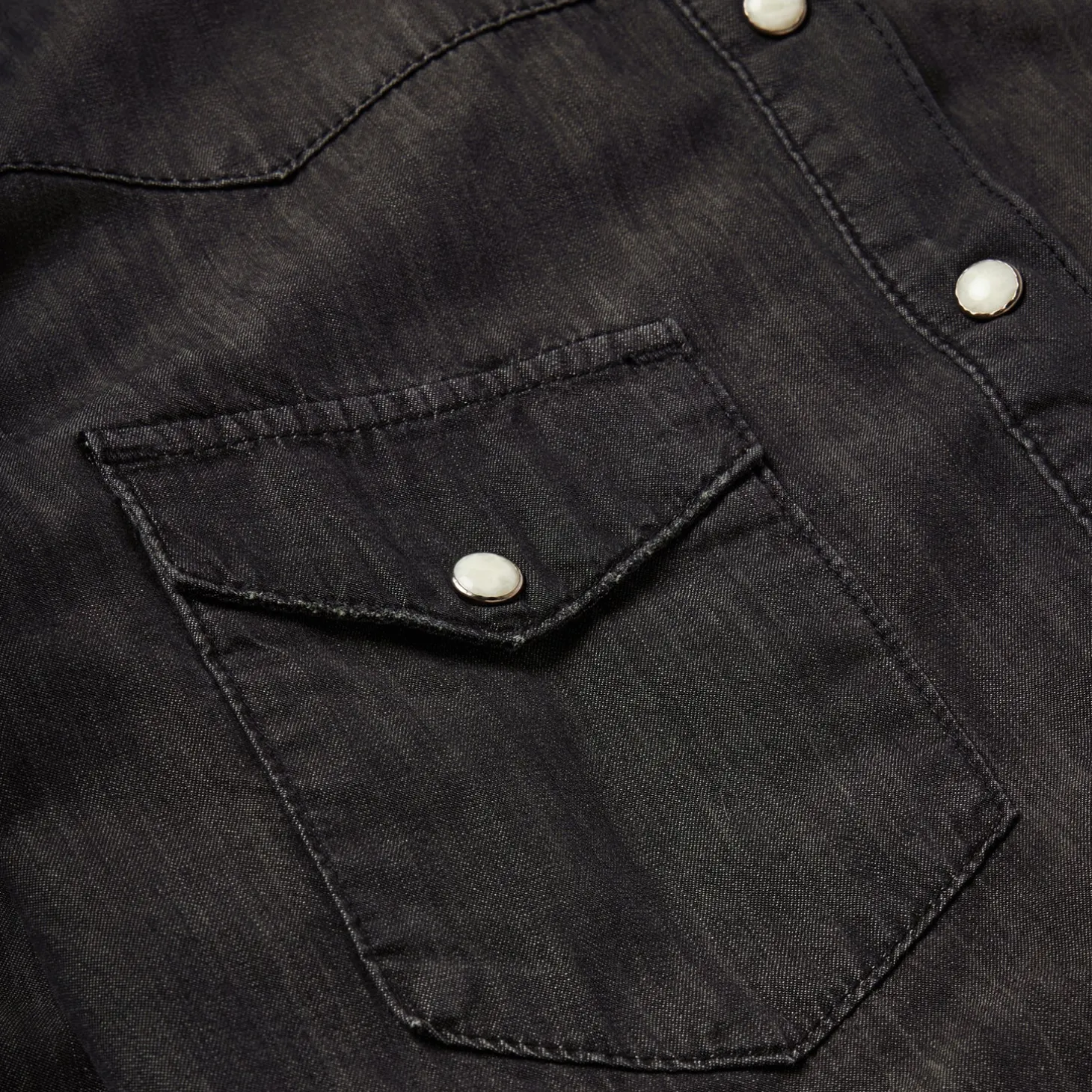 Embroidered Black Denim Shirt