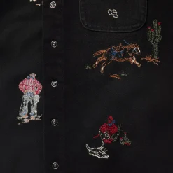 Embroidered Black Denim Shirt