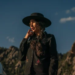 Embroidered Black Denim Shirt