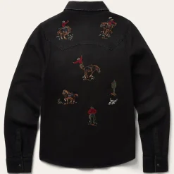 Embroidered Black Denim Shirt