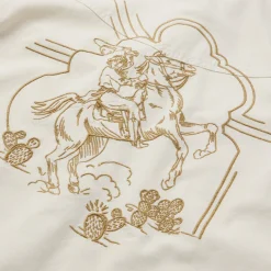 Embroidered Cream Denim Cropped Shirt
