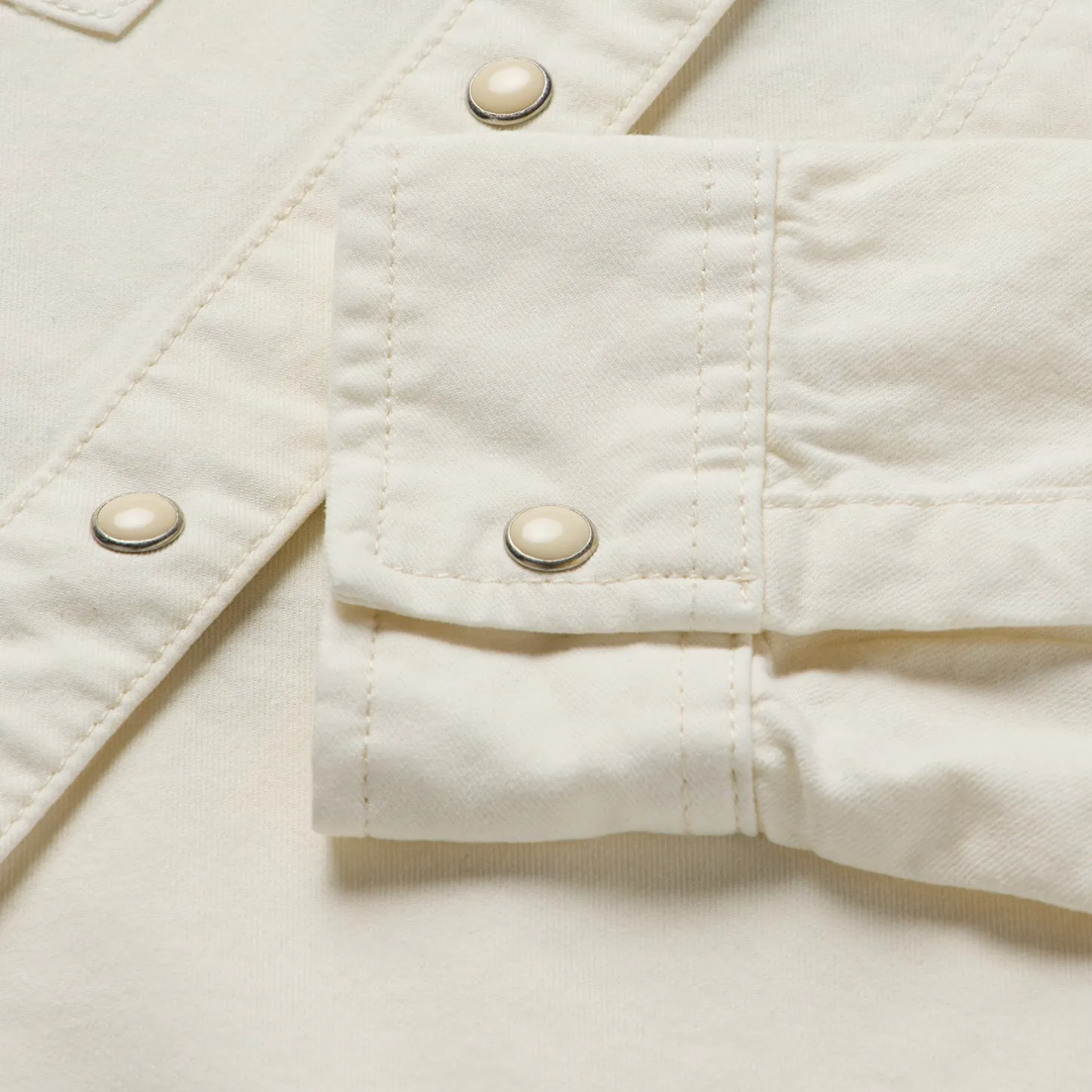 Embroidered Cream Denim Cropped Shirt