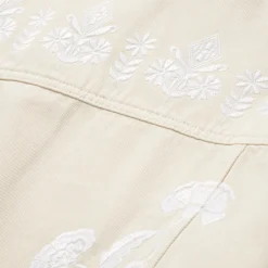 Embroidered Cream Denim Jacket