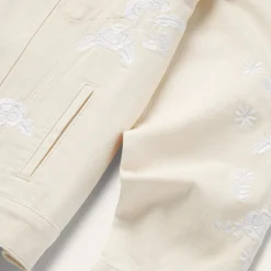 Embroidered Cream Denim Jacket