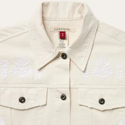 Embroidered Cream Denim Jacket