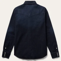 Embroidered Dark Denim Snap Front Shirt