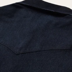 Embroidered Dark Denim Snap Front Shirt