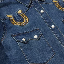 Embroidered Dark Denim Western Shirt