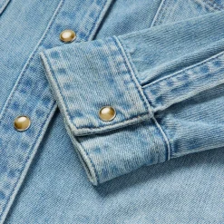 Embroidered Denim Cropped Shirt