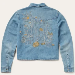 Embroidered Denim Cropped Shirt