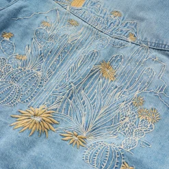 Embroidered Denim Cropped Shirt