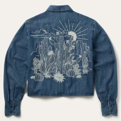 Embroidered Denim Crop Top