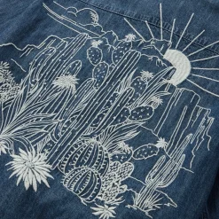 Embroidered Denim Crop Top