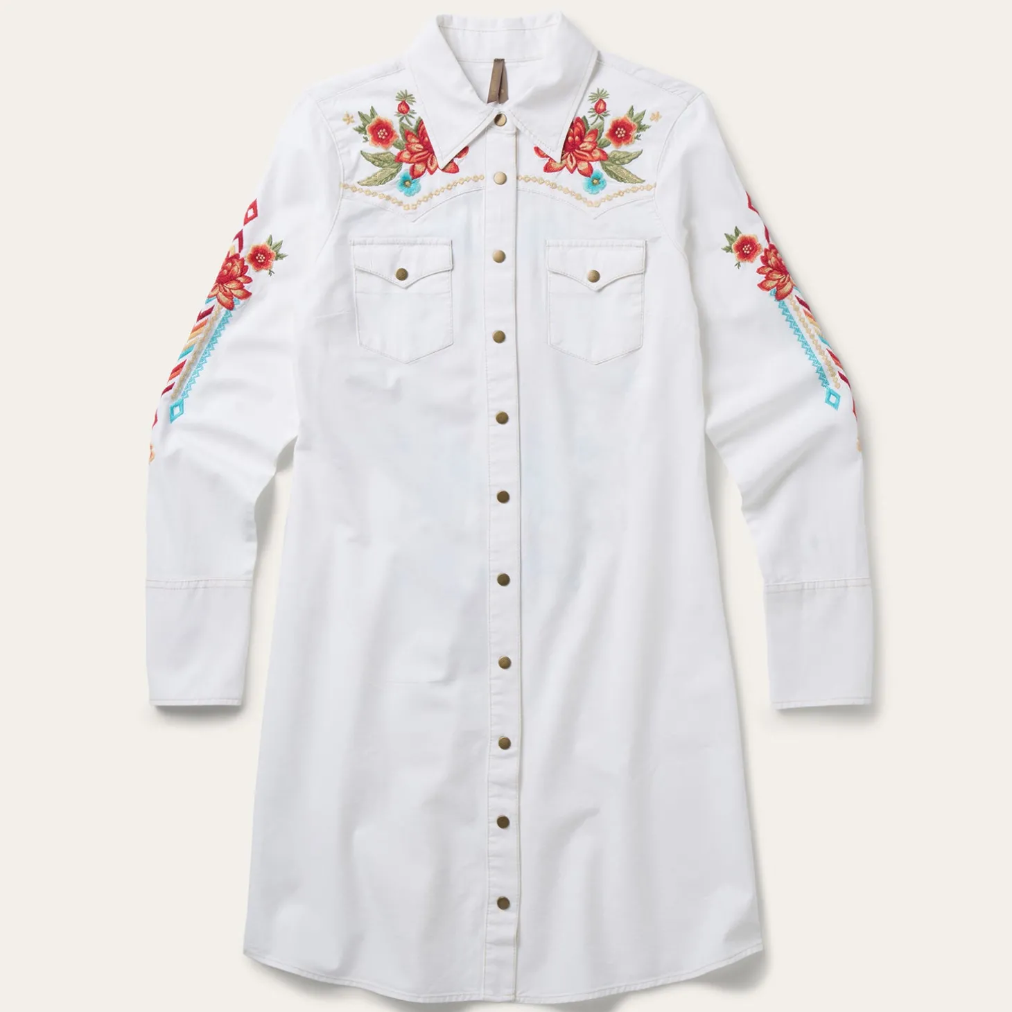 Embroidered Denim Dress
