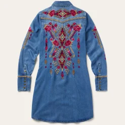Embroidered Denim Shirt Dress