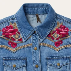 Embroidered Denim Shirt Dress