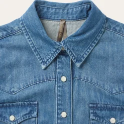 Embroidered Sleeveless Denim Shirt