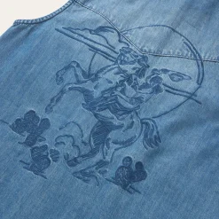 Embroidered Sleeveless Denim Shirt