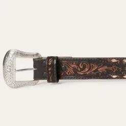 Embroidered Tooled Tab Belt