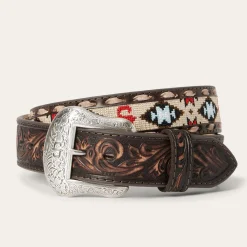 Embroidered Tooled Tab Belt