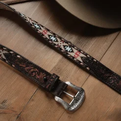 Embroidered Tooled Tab Belt