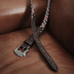 Embroidered Tooled Tab Belt