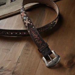 Embroidered Tooled Tab Belt