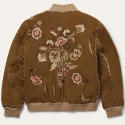 Embroidered Velvet Bomber Jacket