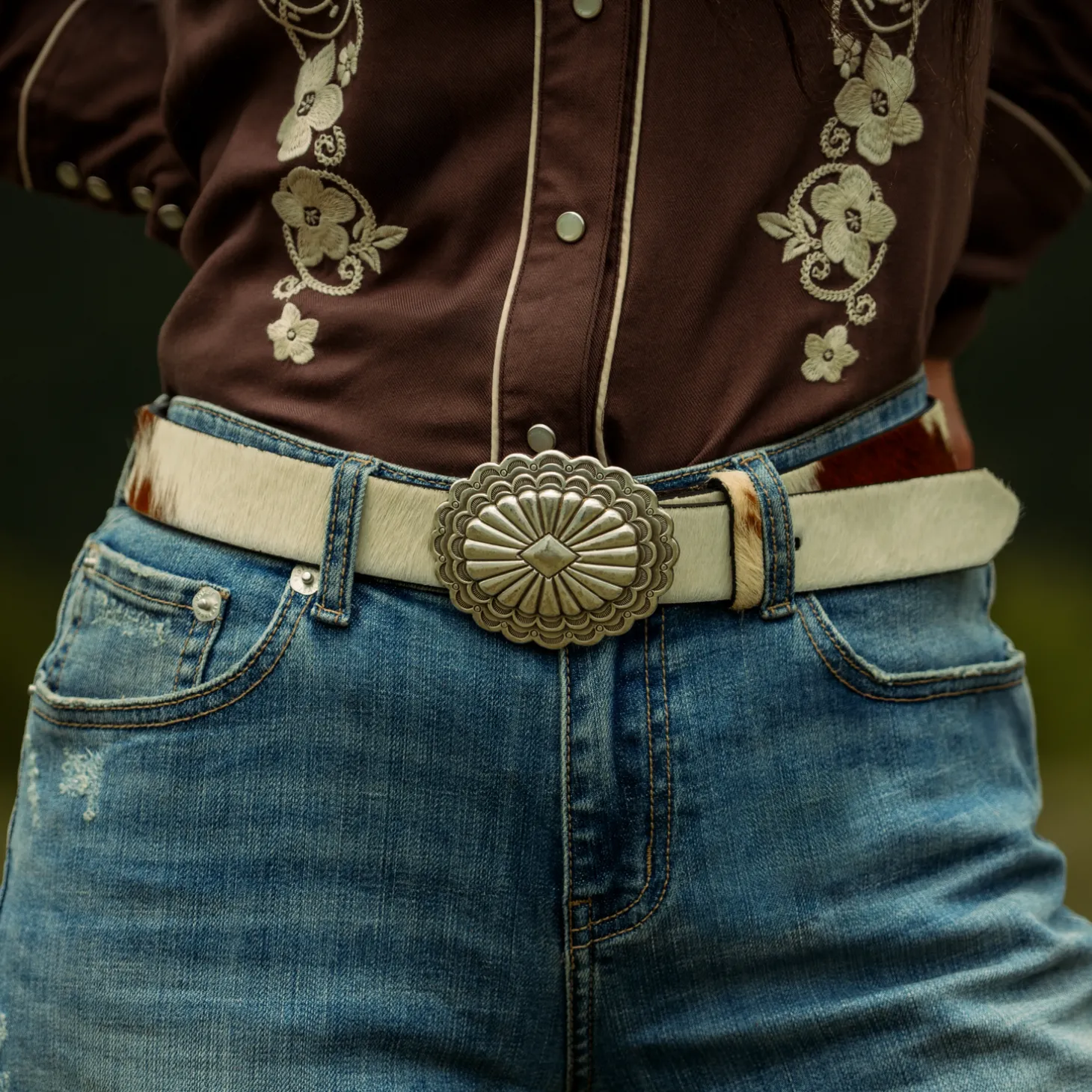 Hair-On-Hide Southwestern Buckle Belt