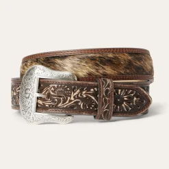 Hair-on-Hide Tooled Tab Belt