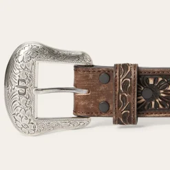 Hair-on-Hide Tooled Tab Belt