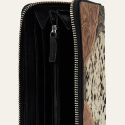 Hair-On-Hide Tooled Zip Wallet