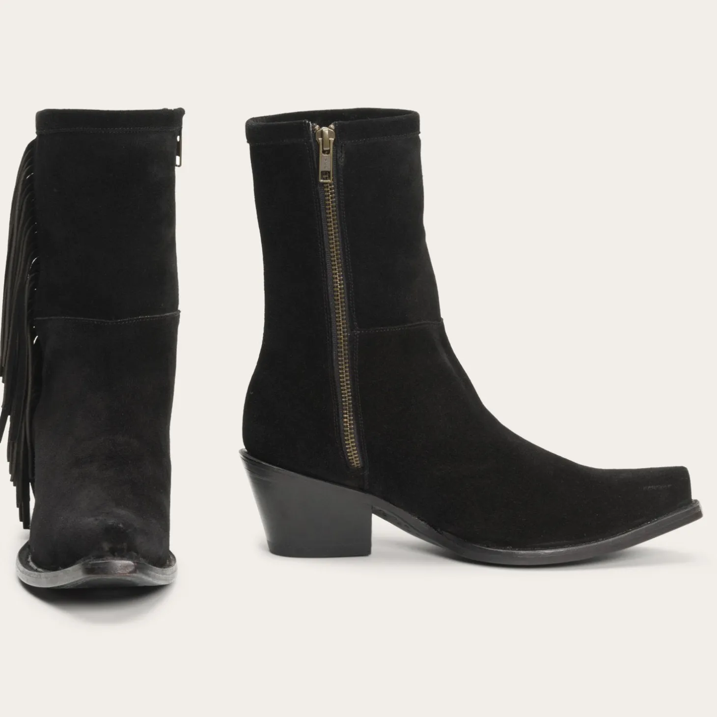 Halle Suede Fringe Side Zip Boot