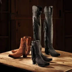 Halle Suede Fringe Side Zip Boot