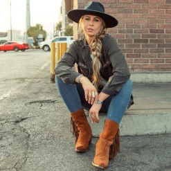 Halle Suede Fringe Side Zip Boot
