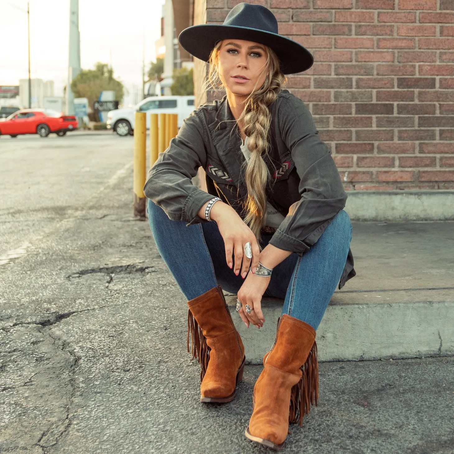 Halle Suede Fringe Side Zip Boot