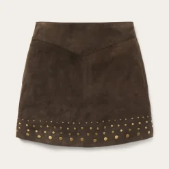 Lamb Suede Skirt with Nailheads