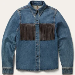 Leather Fringe Denim Shirt