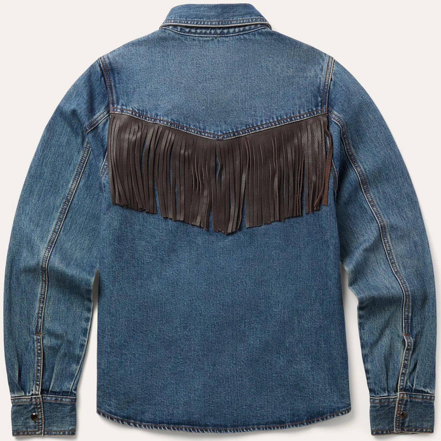 Leather Fringe Denim Shirt