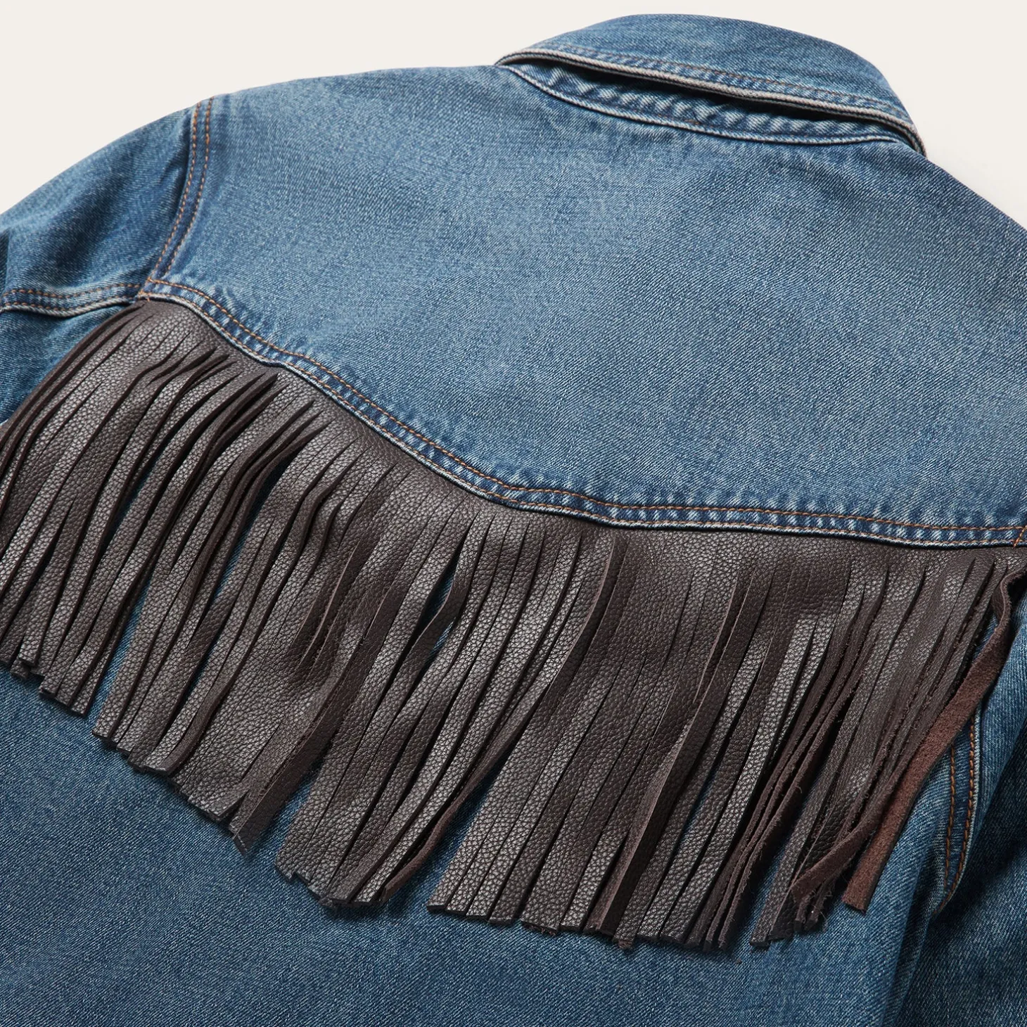 Leather Fringe Denim Shirt