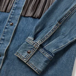 Leather Fringe Denim Shirt