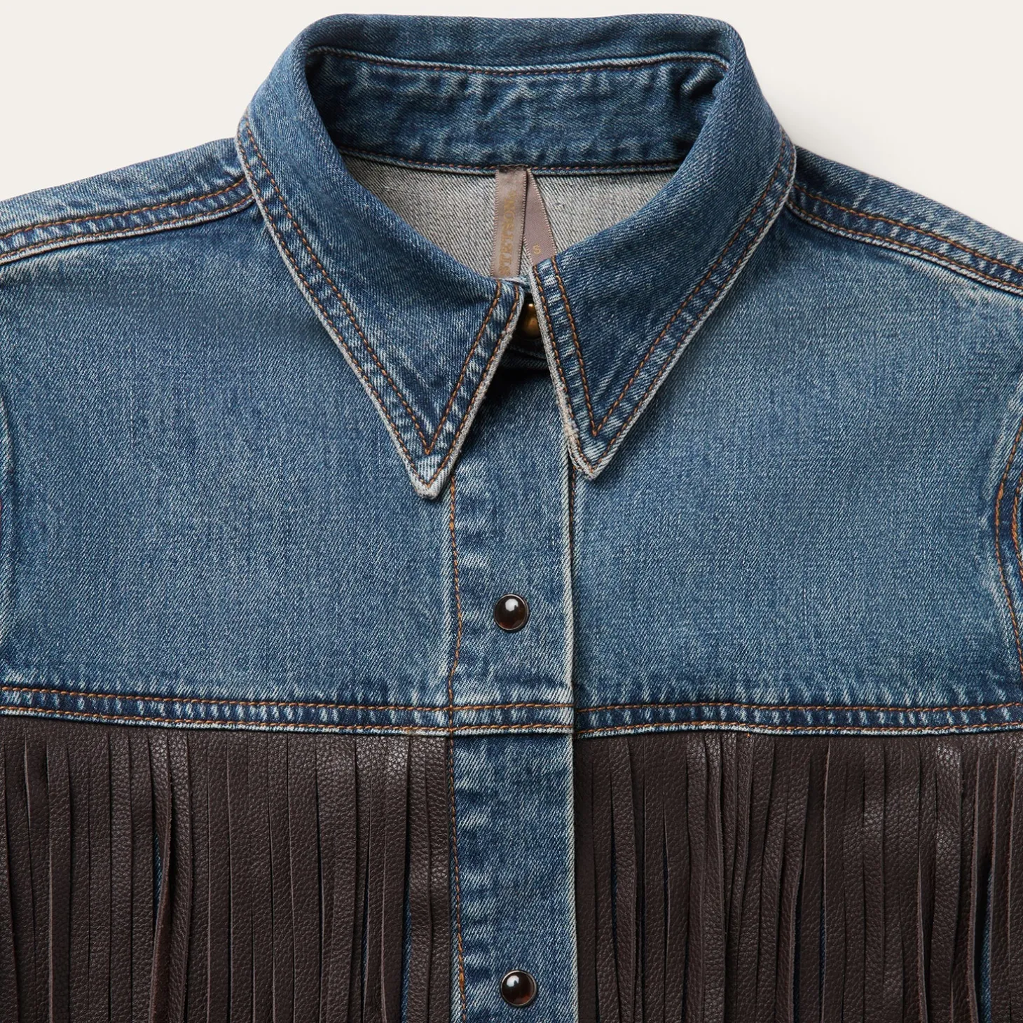 Leather Fringe Denim Shirt