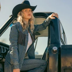 Leather Fringe Denim Shirt