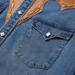 Leather Yoke Denim Shirt