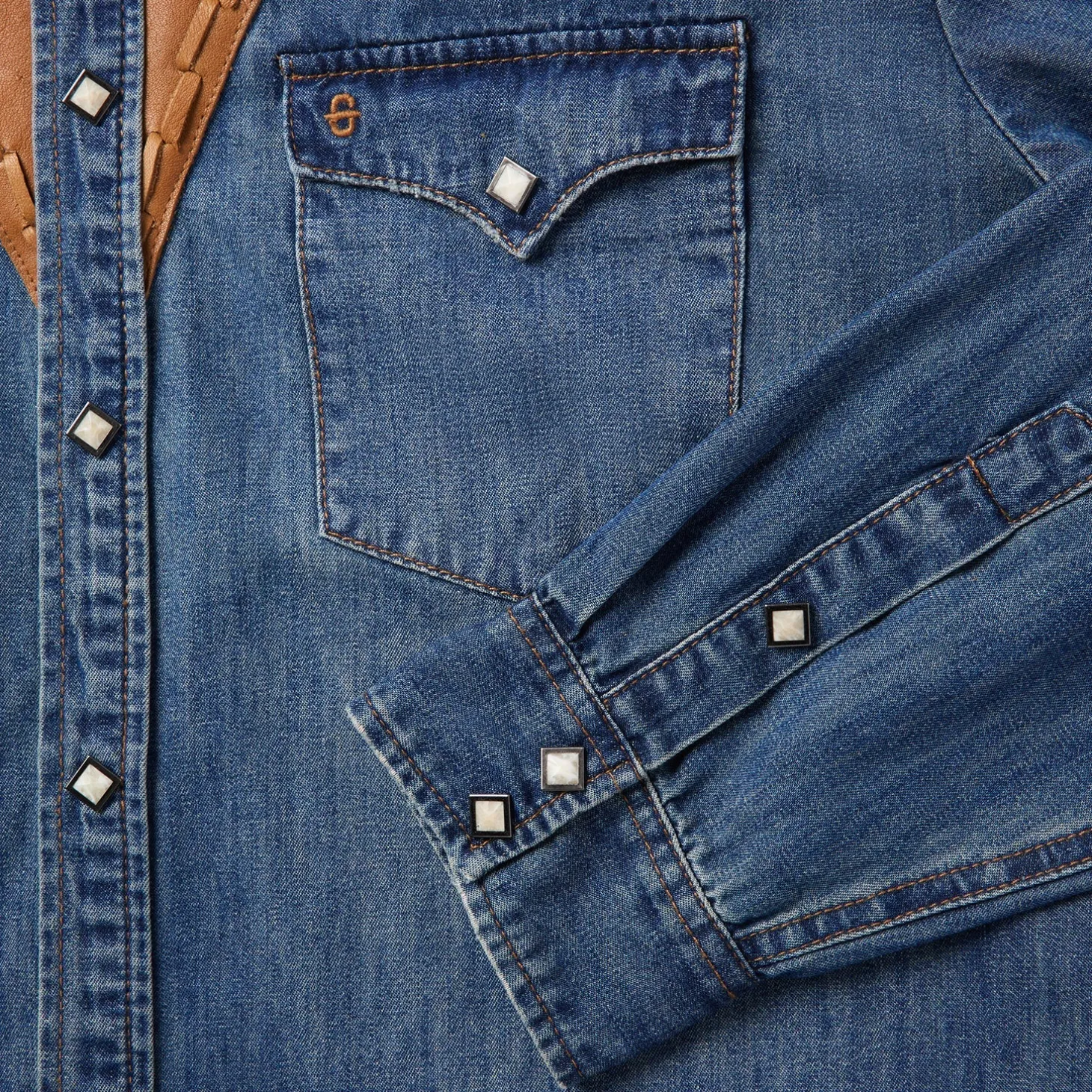Leather Yoke Denim Shirt