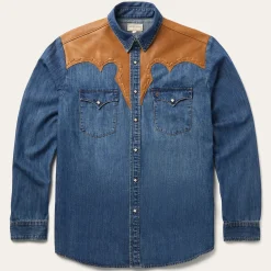Leather Yoke Denim Shirt