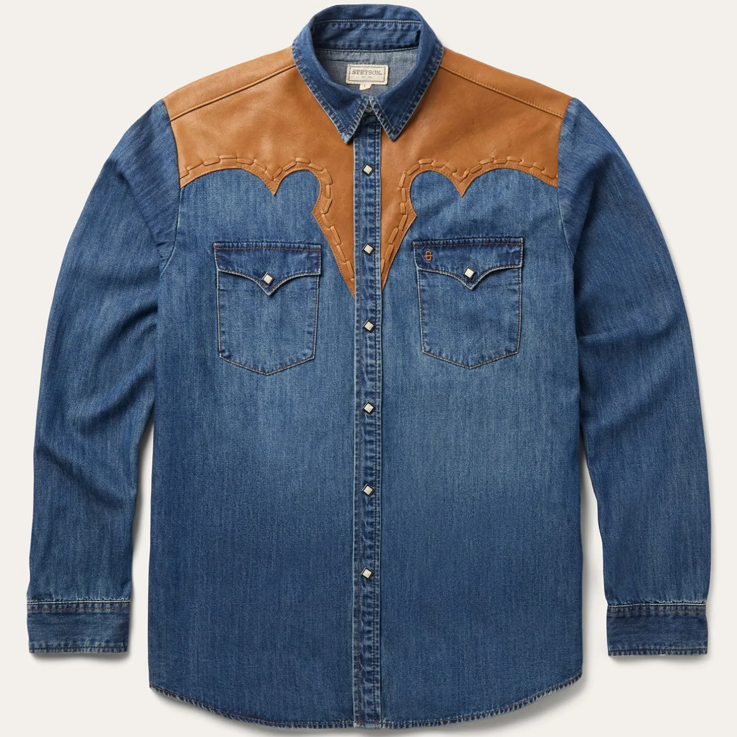 Leather Yoke Denim Shirt